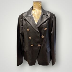 Leather Hub Black Leather Double-Breasted Jacket